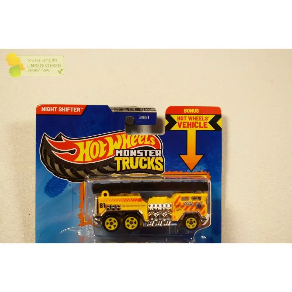 Hot Wheels Monster Truck Night Shifter and 5 Alarm Hot Wheel 1/64 Scale